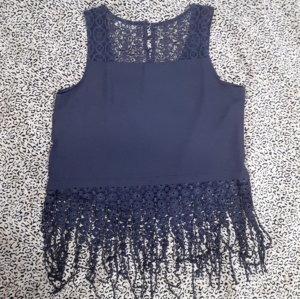 🌈LACE FRINGE TANK BLOUSE-M